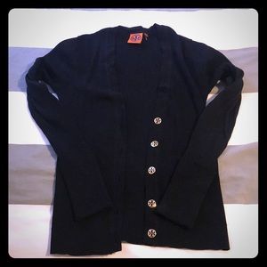 Tory Burch black ribbed cardigan